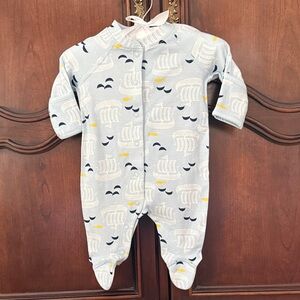 HANNA ANDERSSON Light Blue Pirate Print Footie Size 0-3M NWT